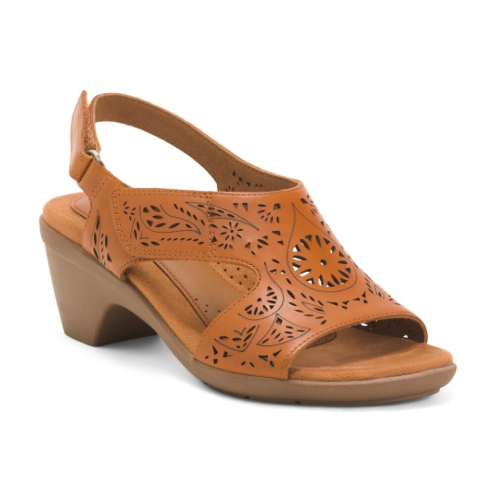 COBB HILL ROCKPORT Leather Corria Heeled Comfort Sandals